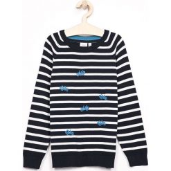 Name it - Sweter dziecięcy 92-128 cm. Niebieskie swetry chłopięce marki Name it, z haftami, z bawełny, z okrągłym kołnierzem. W wyprzedaży za 39,90 zł.