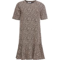 Sukienka w cętki leoparda bonprix brązowo-czarny z nadrukiem. Pomarańczowe sukienki damskie bonprix, z nadrukiem, bez kołnierzyka, z krótkim rękawem, krótkie, mini. Za 64,99 zł.