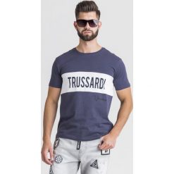 T-SHIRT Trussardi Jeans. Białe t-shirty męskie xl, z nadrukiem, z bawełny, z okrągłym kołnierzem. Za 95,00 zł.