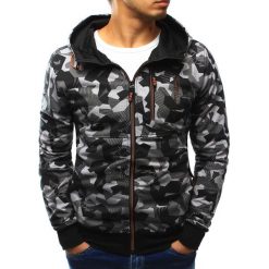 Bluzy męskie: Bluza męska rozpinana camo szara (bx3073)
