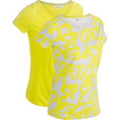 T-shirty damskie: T-shirt bawełniany (2 szt.), krótki rękaw bonprix jasnoszary melanż – zielona limonka