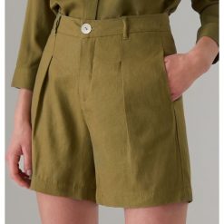 Szorty z lnem - Khaki. Brązowe szorty damskie Mohito, bez wzorów. Za 99,99 zł.