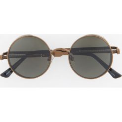 Okrągłe okulary przeciwsłoneczne - Khaki. Brązowe okulary przeciwsłoneczne męskie Reserved, okrągłe. W wyprzedaży za 49,99 zł.