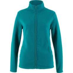 Bluza rozpinana z polaru z wpuszczanymi kieszeniami bonprix kobaltowo-turkusowy. Niebieskie bluzy damskie bonprix, bez wzorów, z polaru, bez rękawów, bez kaptura. Za 27,99 zł.
