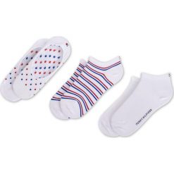 Zestaw 3 par niskich skarpet damskich TOMMY HILFIGER - 393013001 White/Blue/Red 105. Białe skarpetki damskie TOMMY HILFIGER, bez wzorów, z elastanu. Za 89,99 zł.