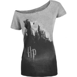 Harry Potter Hogwarts Koszulka damska szary. Szare bluzki damskie marki Harry Potter, xl, z nadrukiem, vintage, z dekoltem w łódkę. Za 89,90 zł.