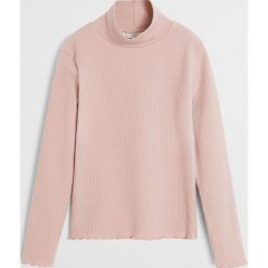 Mango Kids - Longsleeve dziecięcy Turborib 110-164 cm. Niebieskie bluzki dziewczęce Mango Kids, bez wzorów, z elastanu, z golfem, z krótkim rękawem, krótkie, bez kaptura. Za 35,90 zł.