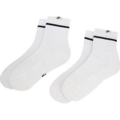 Zestaw 2 par wysokich skarpet unisex NIKE - SX7166 100 Biały. Białe skarpetki damskie Nike, bez wzorów, z elastanu. Za 59,00 zł.