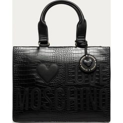 Love Moschino - Torebka. Czarne torby damskie na zakupy Love Moschino, w paski, ze skóry ekologicznej, na ramię, duże, bez dodatków. Za 839,90 zł.