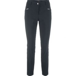 Spodnie ze stretchem z bengaliny, z wygodnym paskiem Slim Fit bonprix czarny. Czarne spodnie damskie bonprix, bez wzorów. Za 99,99 zł.