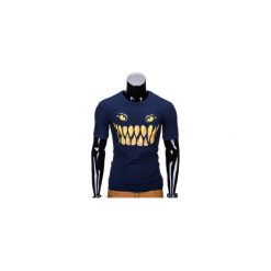 T-SHIRT MĘSKI Z NADRUKIEM S814 - GRANATOWY. Niebieskie t-shirty męskie marki Ombre Clothing, s, z nadrukiem, z bawełny. Za 29,00 zł.