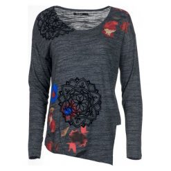 Desigual T-Shirt Damski Uma S Szary. Szare t-shirty damskie marki Desigual, s, z asymetrycznym kołnierzem. W wyprzedaży za 212,00 zł.