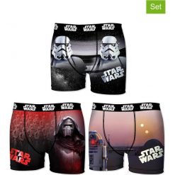 Bokserki (3 pary) w kolorze czerwono-szaro-czarnym. Szare bokserki męskie Entertainment Underwear - Disney, Starwars & Co., bez wzorów. W wyprzedaży za 99,95 zł.