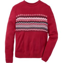 Sweter w graficzny wzór Regular Fit bonprix czerwony. Swetry męskie bonprix. Za 34,99 zł.