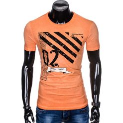 T-shirt męski z nadrukiem S896 - pomarańczowy. Pomarańczowe t-shirty męskie Ombre Clothing, s, z nadrukiem, bez kołnierzyka. Za 29,00 zł.