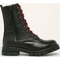 S. Oliver - Workery skórzane. Czarne workery damskie S.Oliver, ze skóry, bez obcasa, na obcasie, na sznurówki. Za 379,90 zł.