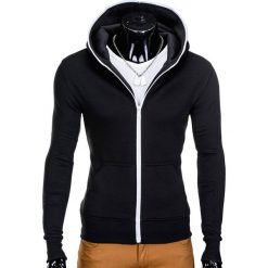 Bluzy męskie: BLUZA MĘSKA ROZPINANA Z KAPTUREM B603 – CZARNA