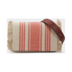 Parfois - Torebka. Pomarańczowe torebki klasyczne damskie Parfois, w paski, ze lnu, casualowe, na ramię, bez dodatków. Za 149,90 zł.