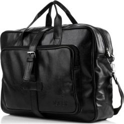 Czarna torba męska na ramię Solier S10 vintage. Czarne torby na laptopa Tagless, w paski, z tkaniny, eleganckie. Za 142,31 zł.