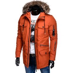 KURTKA MĘSKA ZIMOWA C382 - CEGLASTA. Czerwone kurtki męskie marki Ombre Clothing, na zimę, m. Za 139,00 zł.