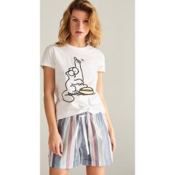 Piżama Simon's Cat - Biały. Białe piżamy damskie marki Reserved, s, bez wzorów, bez rękawów. Za 59,99 zł.