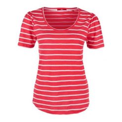 S.Oliver T-Shirt Damski W Paski, 36 Czerwony. Czerwone t-shirty damskie marki S.Oliver, s, w paski, ze lnu, eleganckie. W wyprzedaży za 66,00 zł.