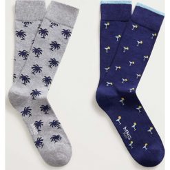 Mango Man - Skarpetki Tropi (2-pack). Niebieskie skarpetki męskie Mango Man, bez wzorów, z elastanu. Za 49,90 zł.