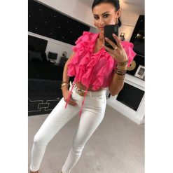 Bluzka ,,CONTROVERSY SPRING’’ róż. Różowe koszule damskie Divinostyle, na co dzień, s, bez wzorów, z poliesteru, bez kołnierzyka, bez rękawów. Za 99,00 zł.