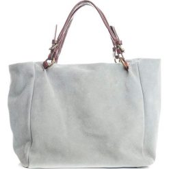 Torebki i plecaki damskie: Skórzany shopper bag w kolorze szarym – 42 x 40 x 20 cm