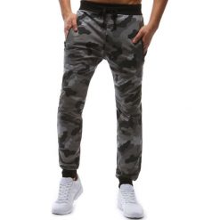Spodnie dresowe męskie: Spodnie męskie dresowe camo szare (ux1201)