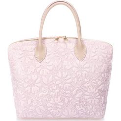 Torebki klasyczne damskie: Skórzana torebka w kolorze jasnoróżowym – 34 x 28 x 14 cm