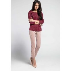 Bordowy Cienki Oversizowy Sweter z Dużym Dekoltem. Czerwone swetry damskie Molly.pl, s, bez wzorów, boho, bez rękawów, długie, bez kaptura. Za 125,90 zł.