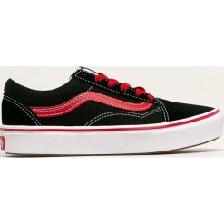 Vans - Tenisówki dziecięce. Czarne trampki dziewczęce Vans, bez wzorów, ze skóry, na sznurówki. Za 259,90 zł.