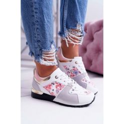 Sportowe Damskie Buty Zamsz Kwiaty Białe Mirabe. Białe buty sportowe damskie Tagless, w kwiaty, z zamszu, sportowe. Za 89,00 zł.