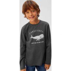 Mango Kids - Longsleeve dziecięcy Whale 110-164 cm. Szare t-shirty chłopięce Mango Kids, z nadrukiem, z bawełny, bez rękawów. Za 59,90 zł.