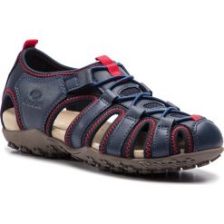 Sandały GEOX - D Sand.Strel A D9225A 05415 C4002 Navy. Niebieskie klapki damskie Geox, bez wzorów, ze skóry ekologicznej, bez obcasa. W wyprzedaży za 239,00 zł.