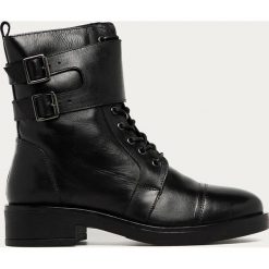 Answear - Workery skórzane Answear Lab. Czarne workery damskie ANSWEAR, ze skóry, bez obcasa, na obcasie, na sznurówki. Za 269,90 zł.