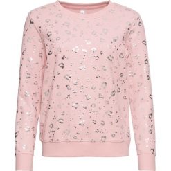 Bluza dresowa bonprix stary jasnoróżowy - srebrny z nadrukiem. Różowe bluzy damskie bonprix, z dresówki, retro, bez kaptura. Za 59,99 zł.
