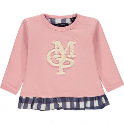 Bluza w kolorze jasnoróżowym. Czerwone bluzy niemowlęce Marc O'Polo Junior, z aplikacjami, z bawełny. W wyprzedaży za 59,95 zł.
