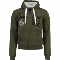 Bluza "Flat" w kolorze khaki. Brązowe bluzy męskie z kieszeniami Canadian Peak, l, z nadrukiem, prążkowane. W wyprzedaży za 136,95 zł.