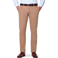 Spodnie Beżowe Chino Tommy II. Brązowe spodnie męskie LANCERTO, na co dzień, s, bez wzorów, z elastanu, eleganckie. Za 299,90 zł.