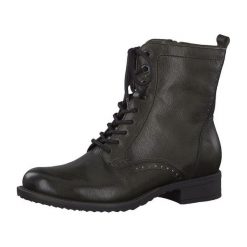 Tamaris Damskie Botki 1-1-25217-21-713 Dark Olive (Rozmiar 39). Zielone botki damskie marki Tamaris, bez obcasa, bez zapięcia. W wyprzedaży za 240,00 zł.