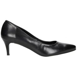 Buty ślubne damskie: Skórzane czółenka w kolorze czarnym