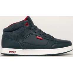 Levi's - Buty dziecięce. Niebieskie trampki chłopięce Levi's®, bez wzorów, ze skóry ekologicznej, sportowe, z okrągłym noskiem, na sznurówki. W wyprzedaży za 99,90 zł.