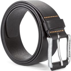 Pasek Męski BOSS - Jakab 50370048 Black 001. Czarne paski męskie Boss, w paski, ze skóry. W wyprzedaży za 149,00 zł.