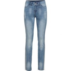 Dżinsy z brokatowym paskiem bonprix Niebieski "stone" Used. Niebieskie jeansy damskie bonprix. Za 179,99 zł.