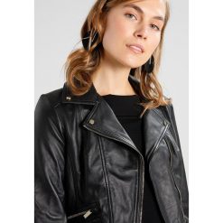 Bomberki damskie: Karen Millen BIKERJACKET WITH GOLD TRIMS Kurtka skórzana black
