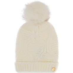 Czapka GUESS - AW6801 WOL01 M OFF. Białe czapki damskie marki Guess, z aplikacjami, z materiału. W wyprzedaży za 149,00 zł.