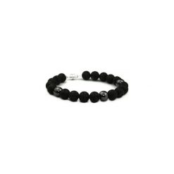 Bransoletka Męska Lawa i Hematyt srebro. Czarne bransoletki męskie Brazi druse jewelry, z hematytem, srebrne. Za 120,00 zł.