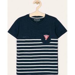 Guess Jeans - T-shirt dziecięcy 118-175 cm. Niebieskie t-shirty chłopięce Guess Jeans, z nadrukiem, z bawełny, bez rękawów. Za 99,90 zł.